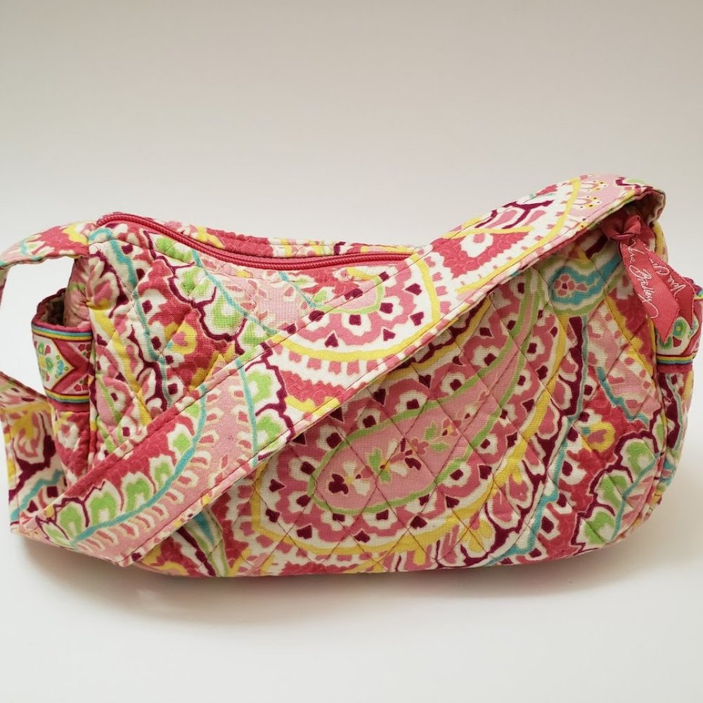 Vera Bradley Retired Capri Melon Shoulder Purse Handbag Pink Paisley floral EUC
